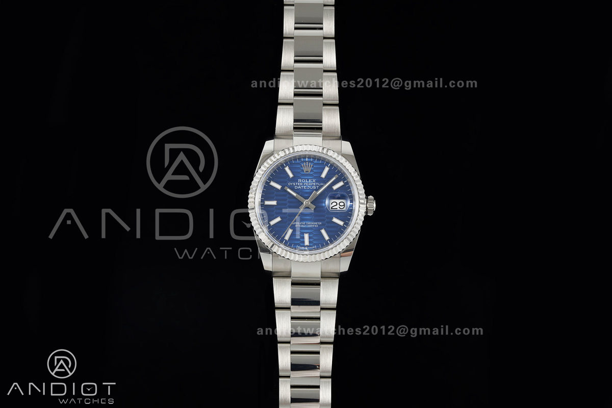 DateJust 36 SS 126234 ARF 1:1 Best Edition Blue Textured Stick Dial on Oyster Bracelet DD3235